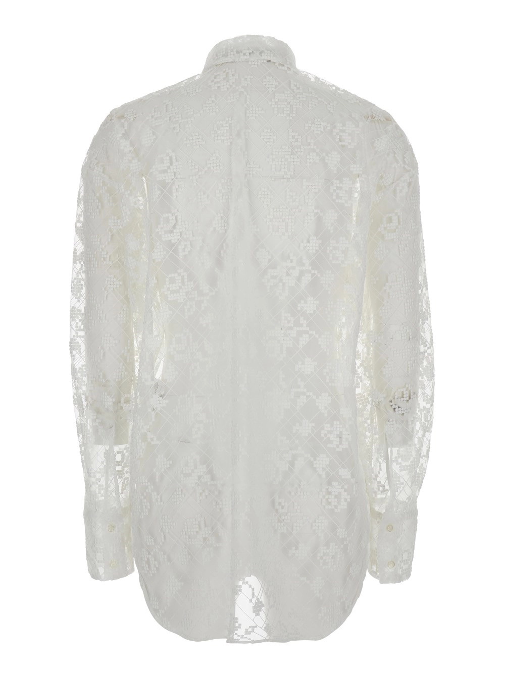 Msgm CAMICIA Bianca con design semi trasparente e ricami all-over in tessuto Donna, view 2