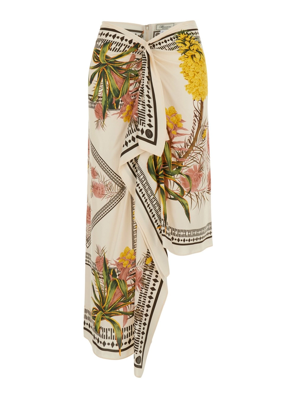 Blumarine Gonna con Chiusura Nascosta sul Retro e Stampa Floreale All-Over in Viscosa Multicolor Donna