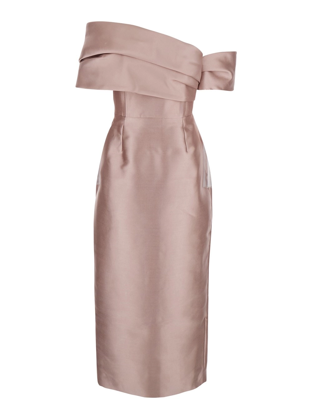 Solace london Abito Lungo 'Mirla' con Design a Spalle Scoperte e Spacco sul Retro in Tessuto Rosa Donna