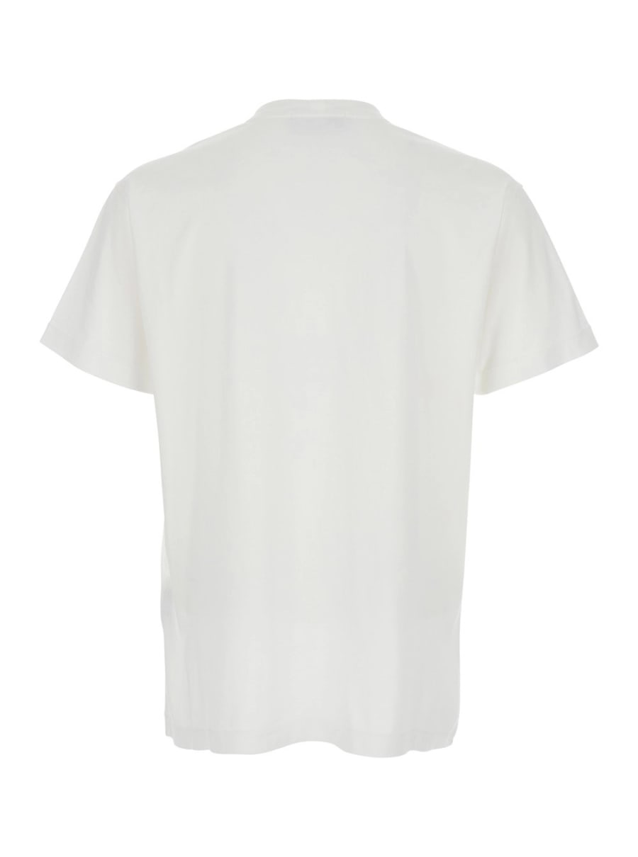 Stone Island T-Shirt Girocollo con Patch Logo sul Fronte in Cotone Bianca Uomo, view 2