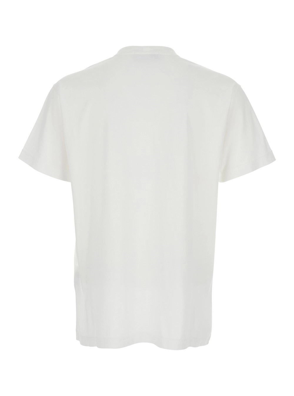 Stone Island T-Shirt Girocollo con Patch Logo sul Fronte in Cotone Bianca Uomo, view 2