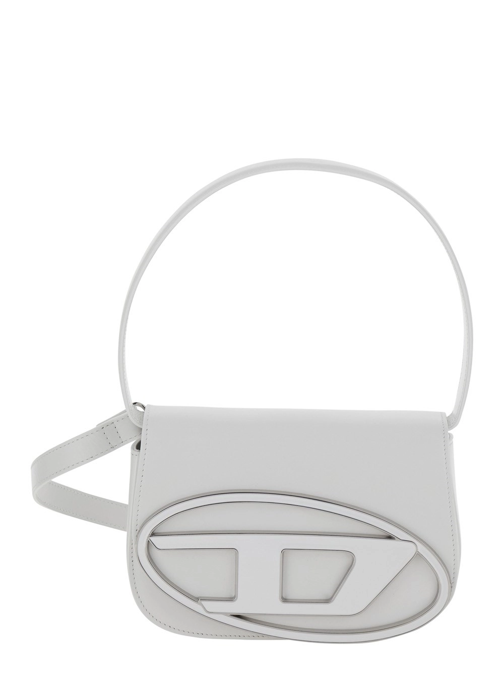 Diesel Borsa a Spalla '1DR' con Patch Oval D in Pelle Bianca Donna