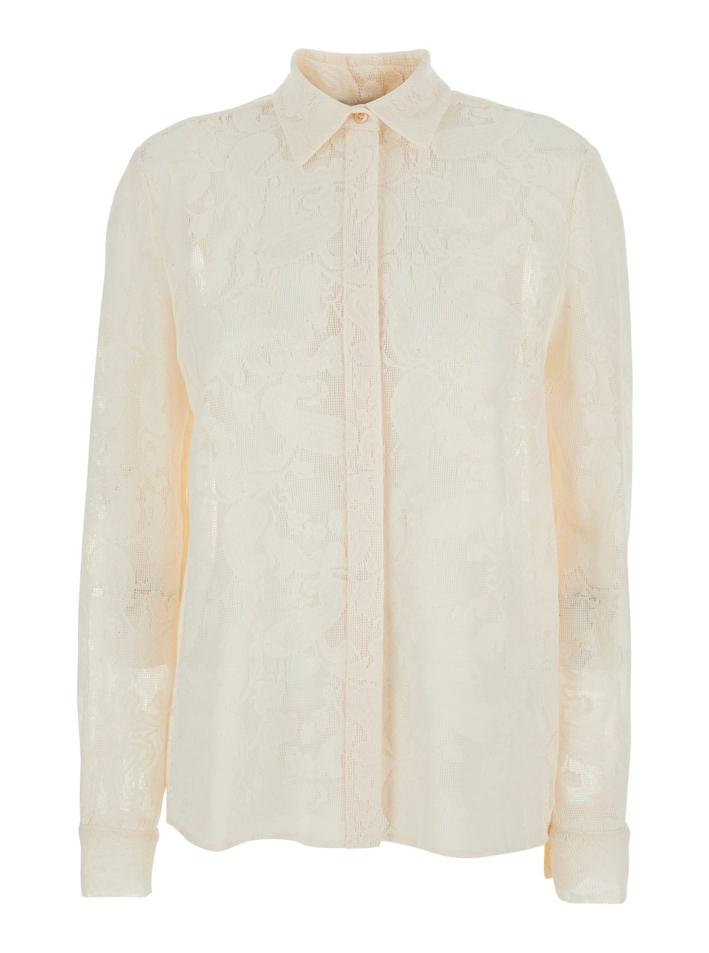 PT Torino Camicia Bianca 'LUCILLA LACE COTTON SHIRT' con Dettagli in Pizzo in Cotone Donna
