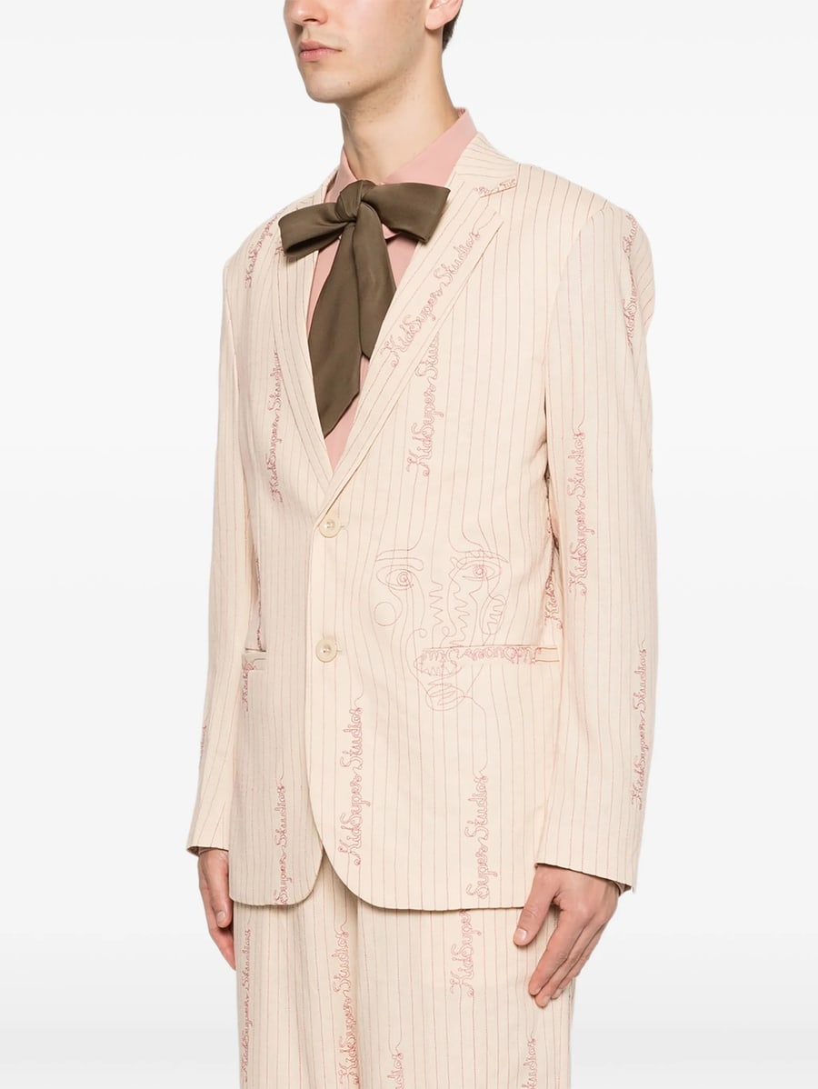 Kidsuper Kidsuper Pinstripe-embroidered Blazer, view 4