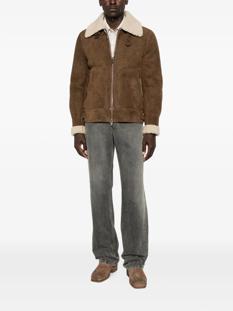 Santoro Santoro Shearling-trim Leather Jacket, view 2
