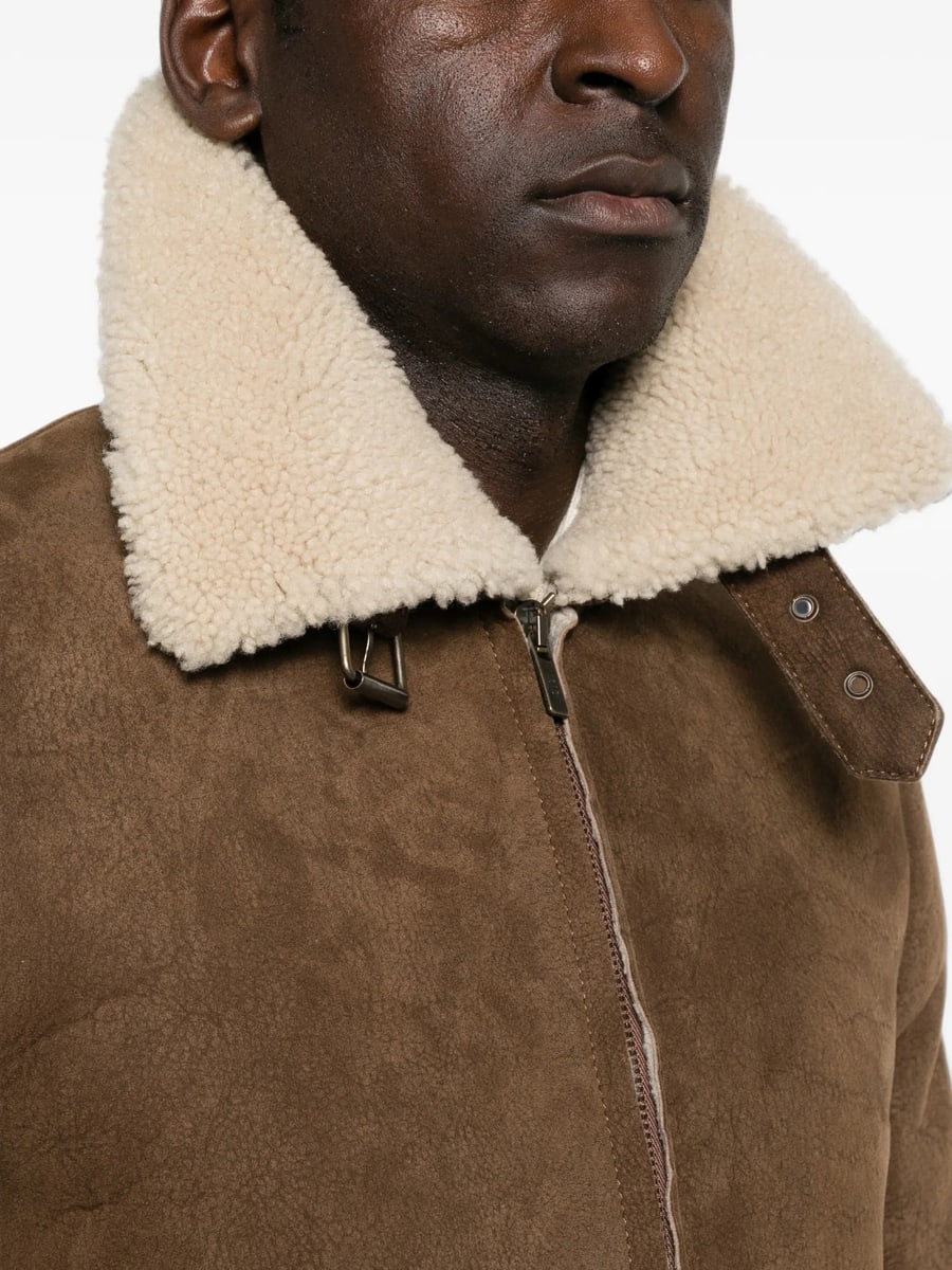 Santoro Santoro Shearling-trim Leather Jacket, view 3