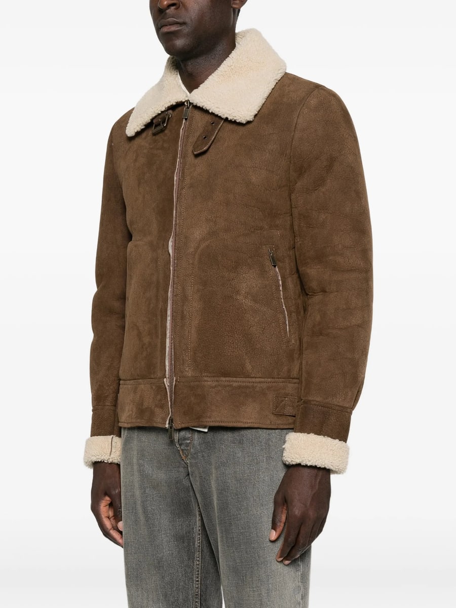 Santoro Santoro Shearling-trim Leather Jacket, view 5