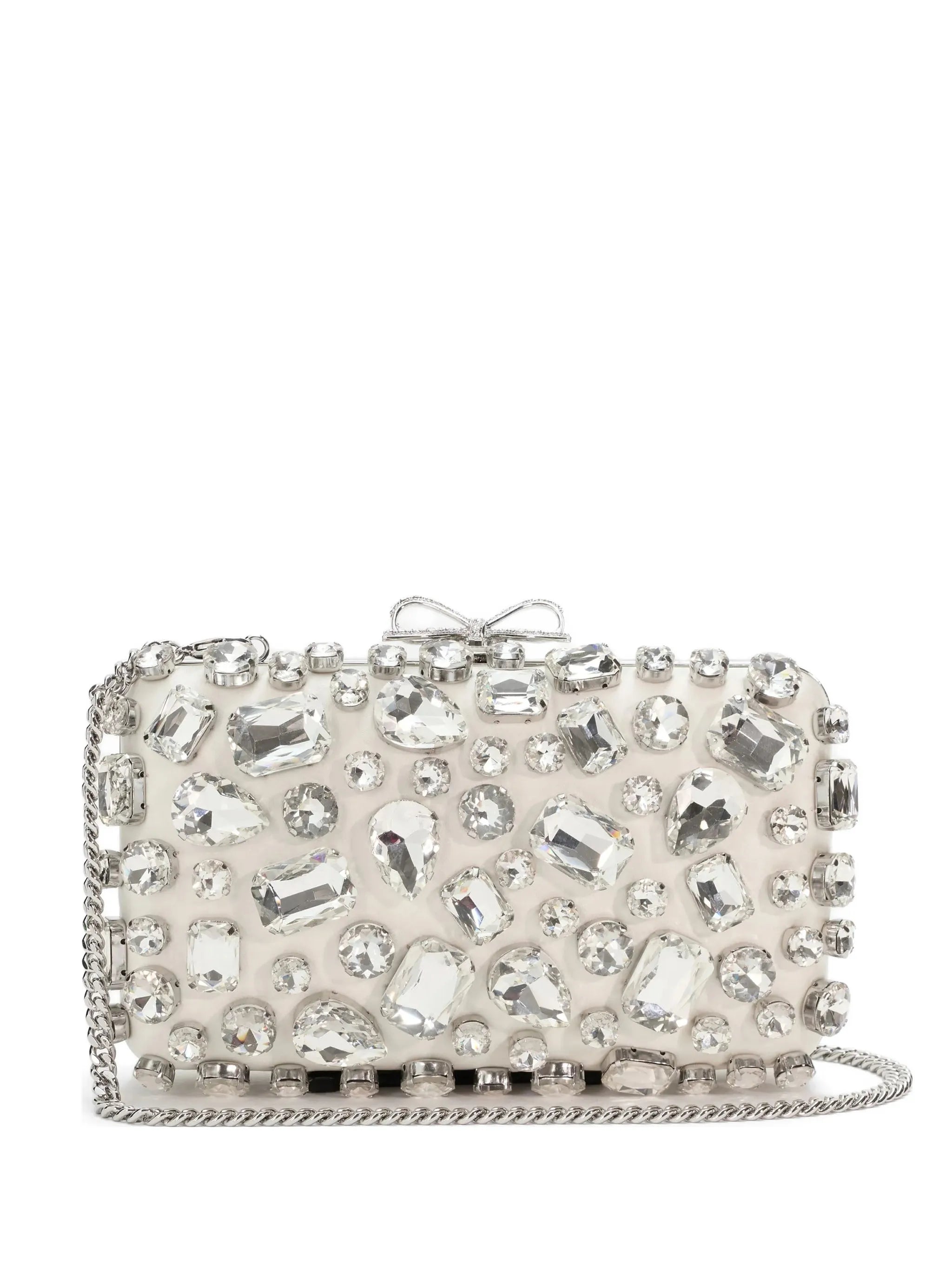 self-portrait Self-portrait Satin Crystal-embellished Clutch Bag