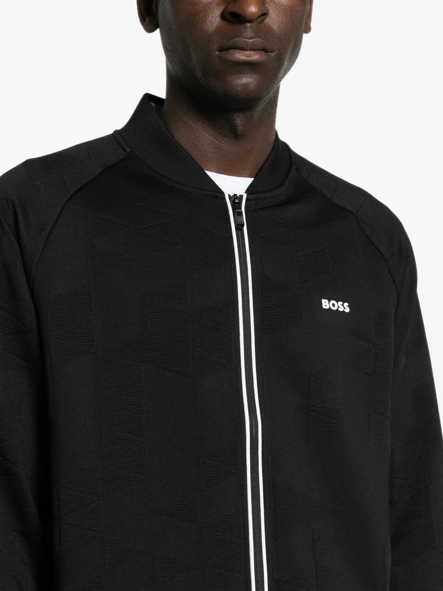 Boss Boss Geometric-pattern Zip-up Sweater, view 3