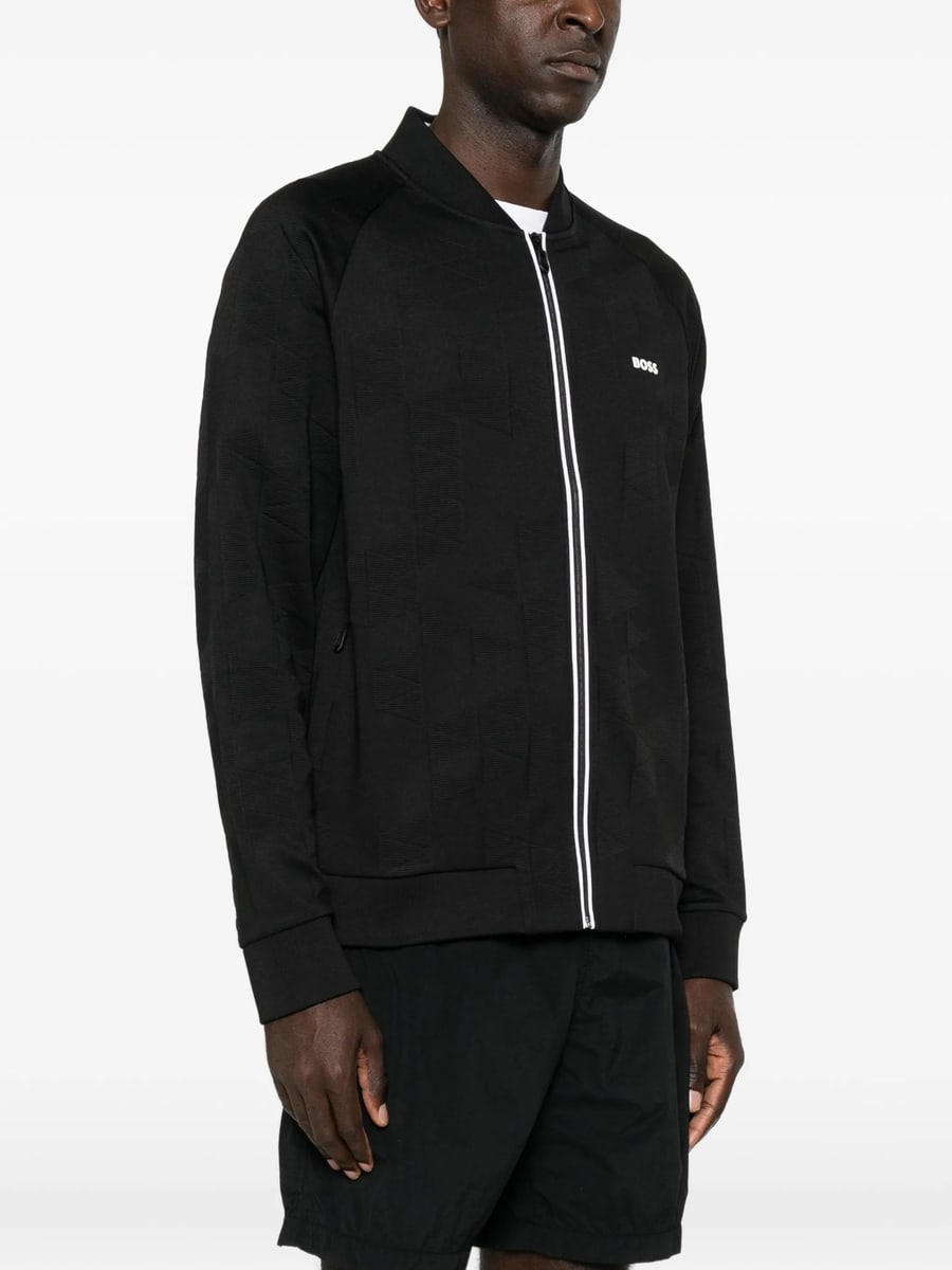 Boss Boss Geometric-pattern Zip-up Sweater, view 4